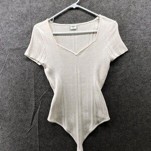 Abercrombie & Fitch Cream Ribbed Bodysuit